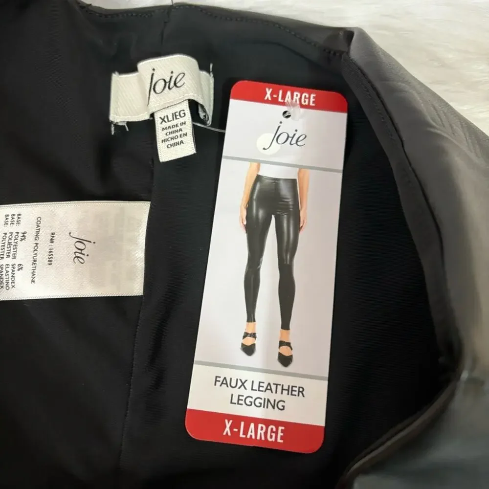NWT Joie High-Rise Black Faux Leather Leggings Size XL 1218